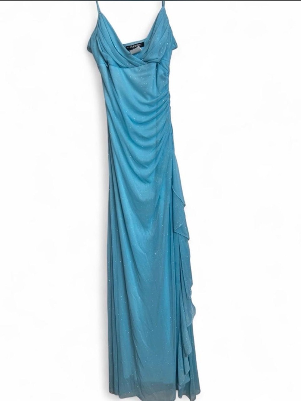 Vintage Ice Blue Spaghetti Strap Evening Gown